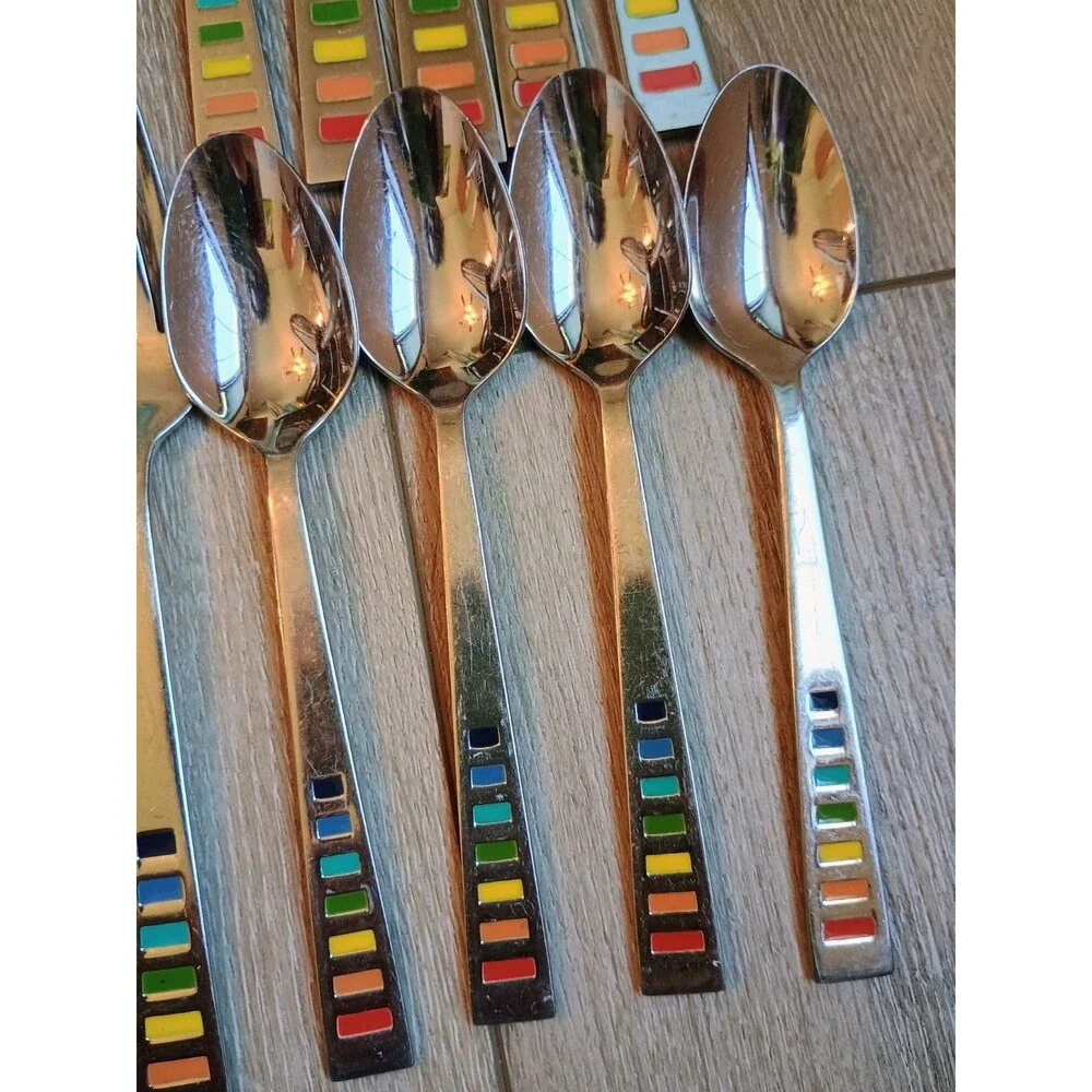 19 Piece Fiesta Celebration Rainbow Stainless Flatware Silverware Set